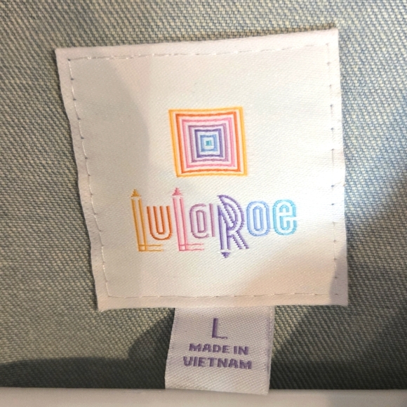 LuLaRoe Harvey  Denim Jean Crop Jacket - Blue with Stars - Patriotic - Picture 6 of 10